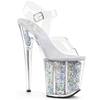 Pleaser - FLAMINGO808GF Sandale à bride à la cheville, Pole dance chaussures - Chaussures de pole dance - Couleur argent/Transparent Product image
